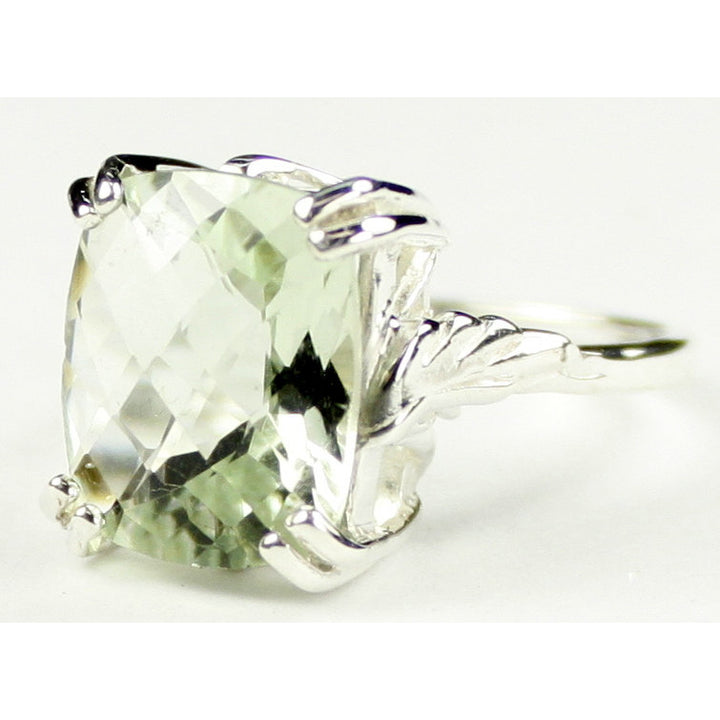 SR188 12x10mm Green Amethyst 925 Sterling Silver Ring Image 2