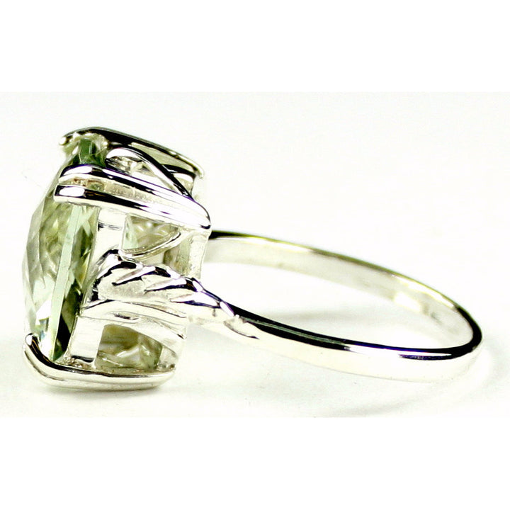 SR188 12x10mm Green Amethyst 925 Sterling Silver Ring Image 3