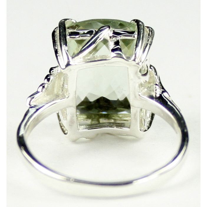 SR188 12x10mm Green Amethyst 925 Sterling Silver Ring Image 4