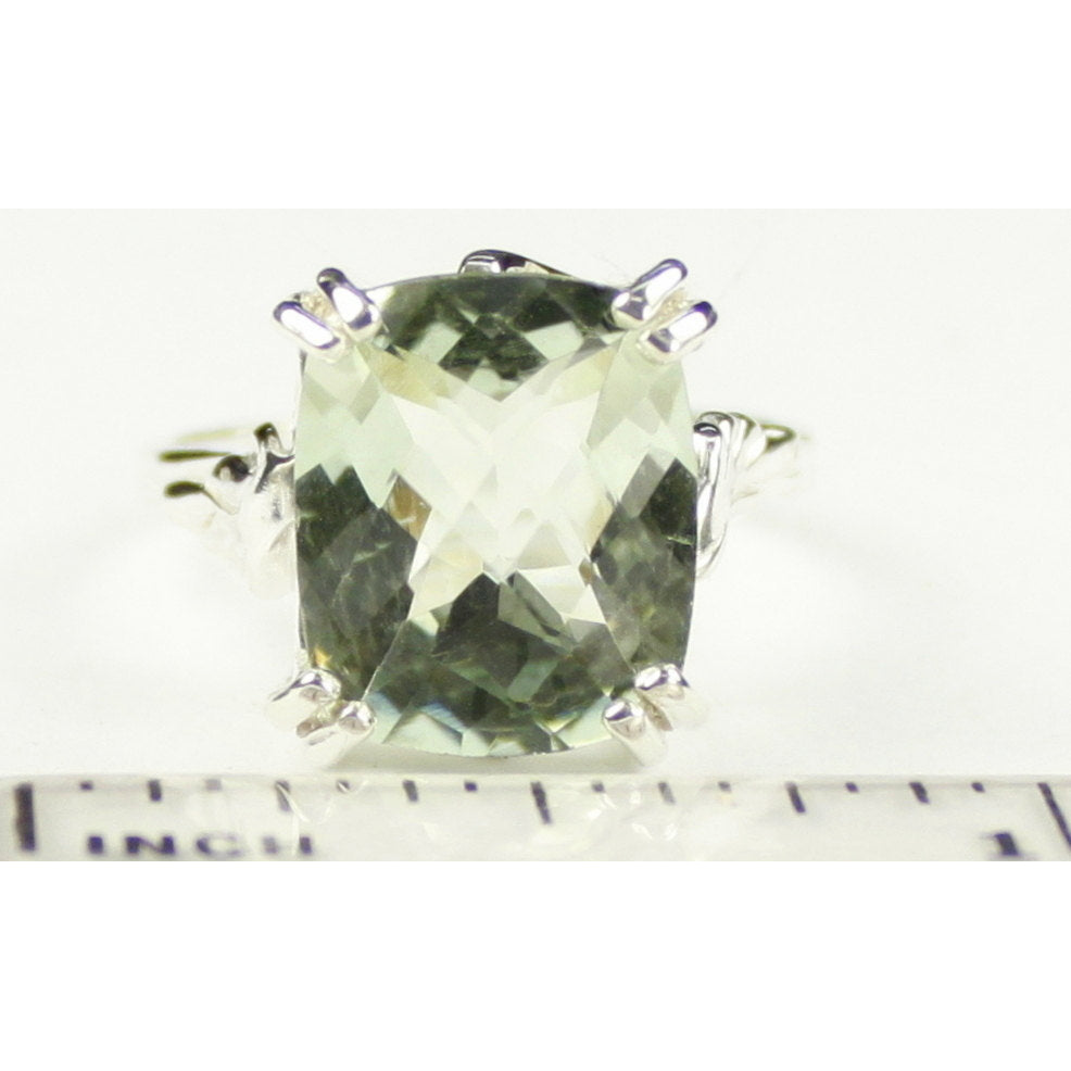 SR188 12x10mm Green Amethyst 925 Sterling Silver Ring Image 4