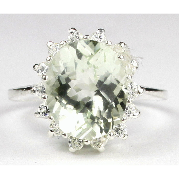 SR283 Green Amethyst (Prasiolite) 925 Sterling Silver Ring Image 1