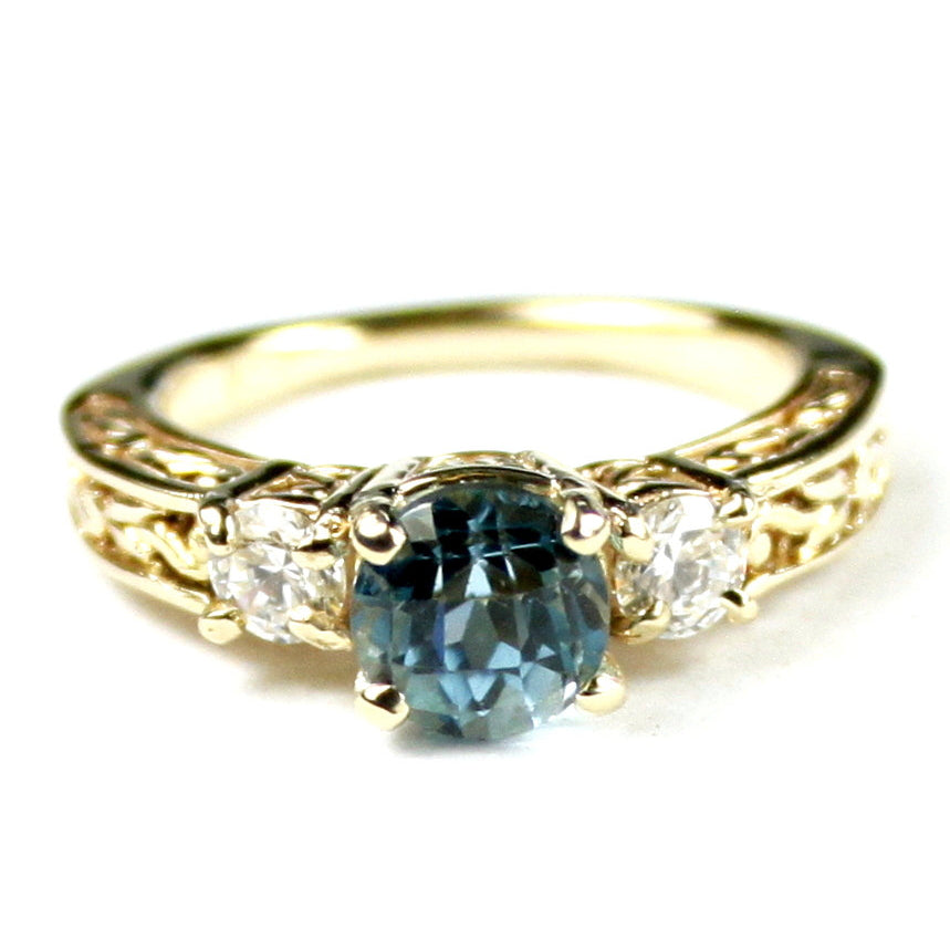 R254 Neptune Garden Topaz w/ 2 Accents 10KY Gold Ring Image 1