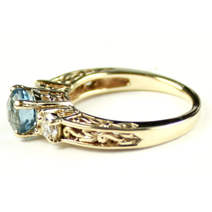 R254 Neptune Garden Topaz w/ 2 Accents 10KY Gold Ring Image 3