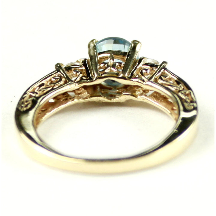 R254 Neptune Garden Topaz w/ 2 Accents 10KY Gold Ring Image 4