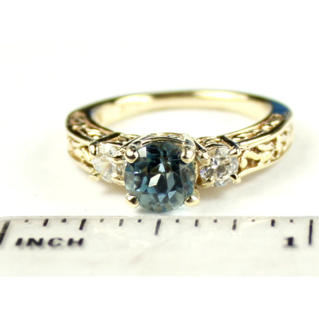 R254 Neptune Garden Topaz w/ 2 Accents 10KY Gold Ring Image 4