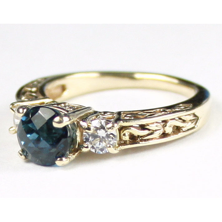 R254London Blue Topaz w/ 2 Accents10KY Gold Ring Image 2