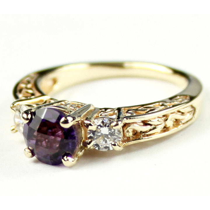 R254Brazilian Amethyst w/ 2 Accents10KY Gold Ring Image 2