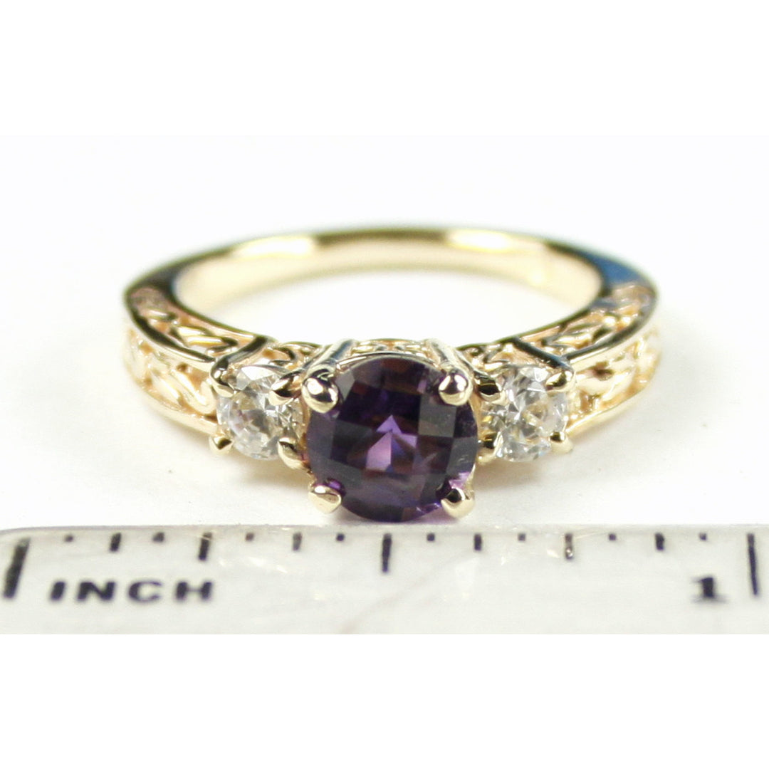 R254Brazilian Amethyst w/ 2 Accents10KY Gold Ring Image 4