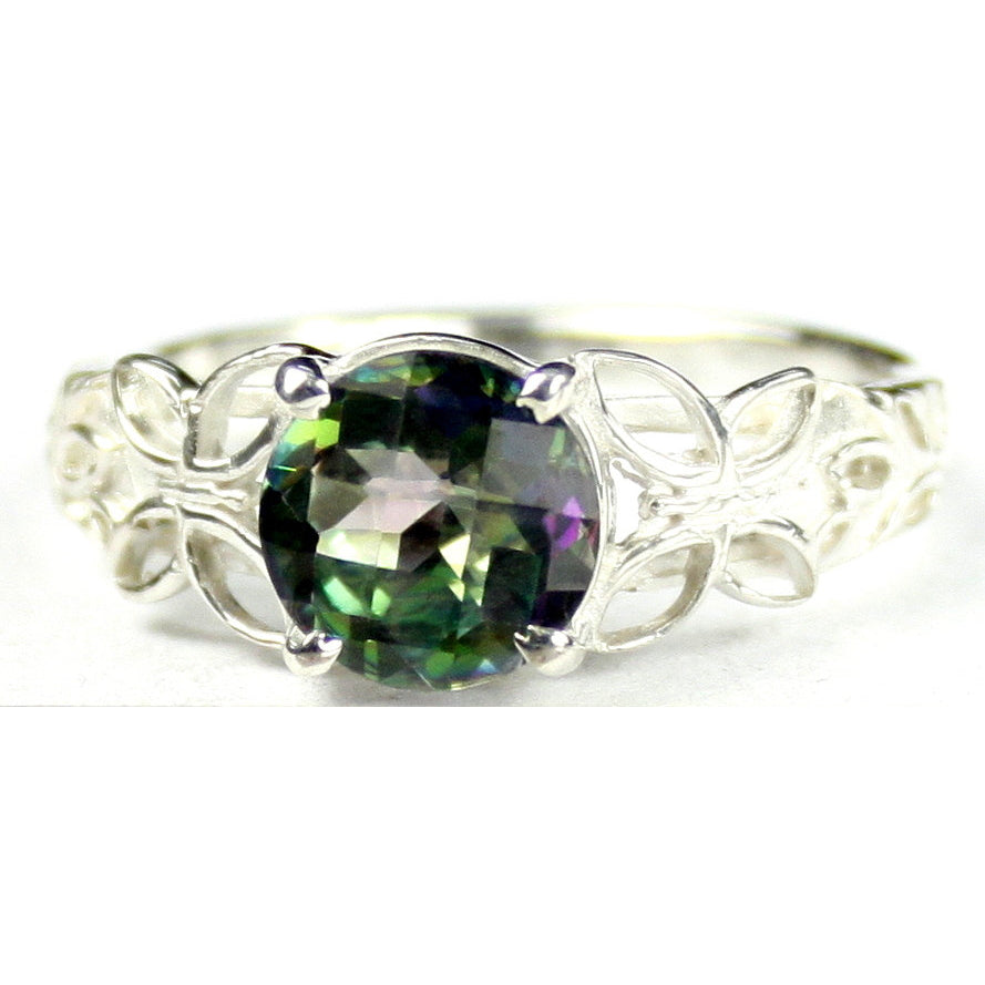 SR292 Mystic Fire Topaz 925 Sterling Silver Butterfly Filigree Ring Image 1