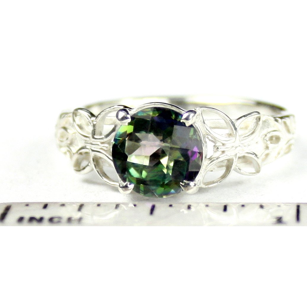 SR292 Mystic Fire Topaz 925 Sterling Silver Butterfly Filigree Ring Image 4