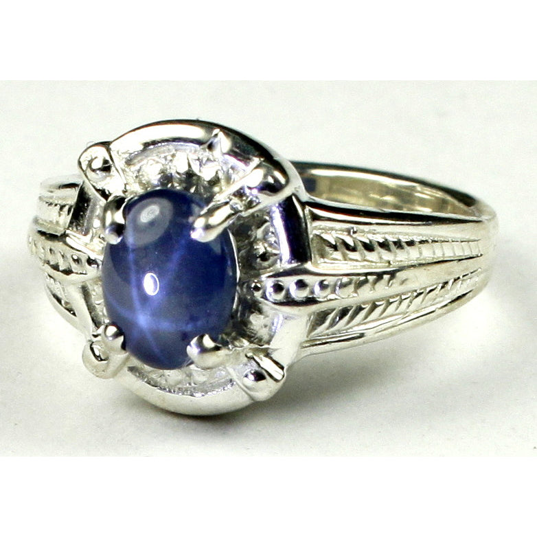 SR284 Natural Blue Star Sapphire Sterling Silver Ring Image 3