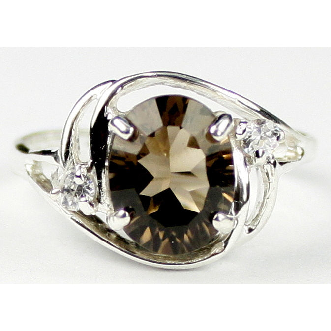 Sterling Silver Ladies Ring Smoky Quartz SR021 Image 1