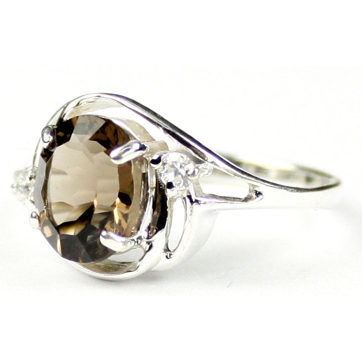 Sterling Silver Ladies Ring Smoky Quartz SR021 Image 2