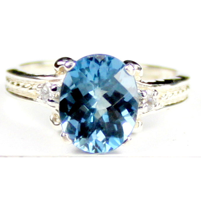 SR136 Swiss Blue Topaz 925 Sterling Silver Ring Image 1