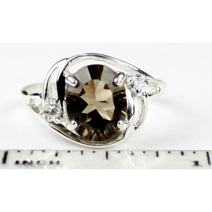 Sterling Silver Ladies Ring Smoky Quartz SR021 Image 4