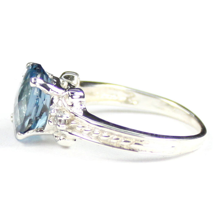 SR136 Swiss Blue Topaz 925 Sterling Silver Ring Image 3