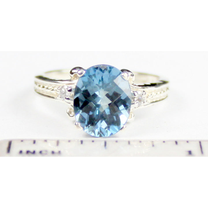 SR136 Swiss Blue Topaz 925 Sterling Silver Ring Image 4