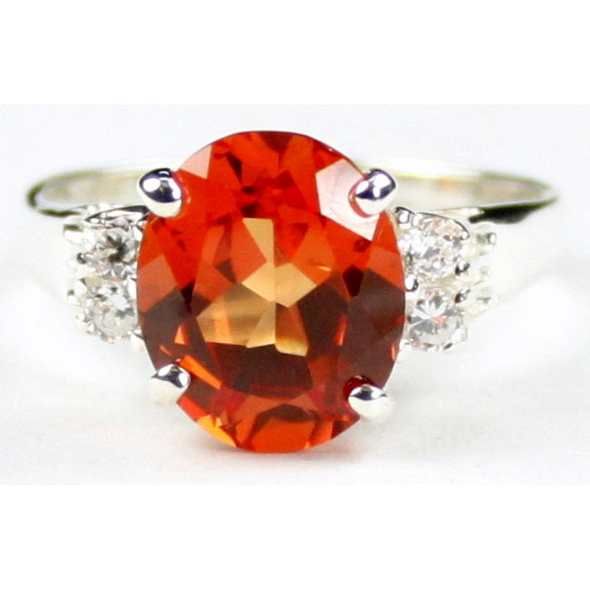 Sterling Silver Ring Created Padparadsha Sapphire SR123 Image 1