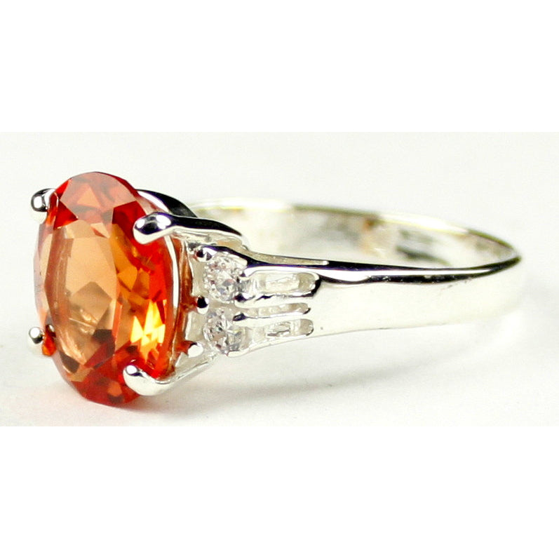 Sterling Silver Ring Created Padparadsha Sapphire SR123 Image 2