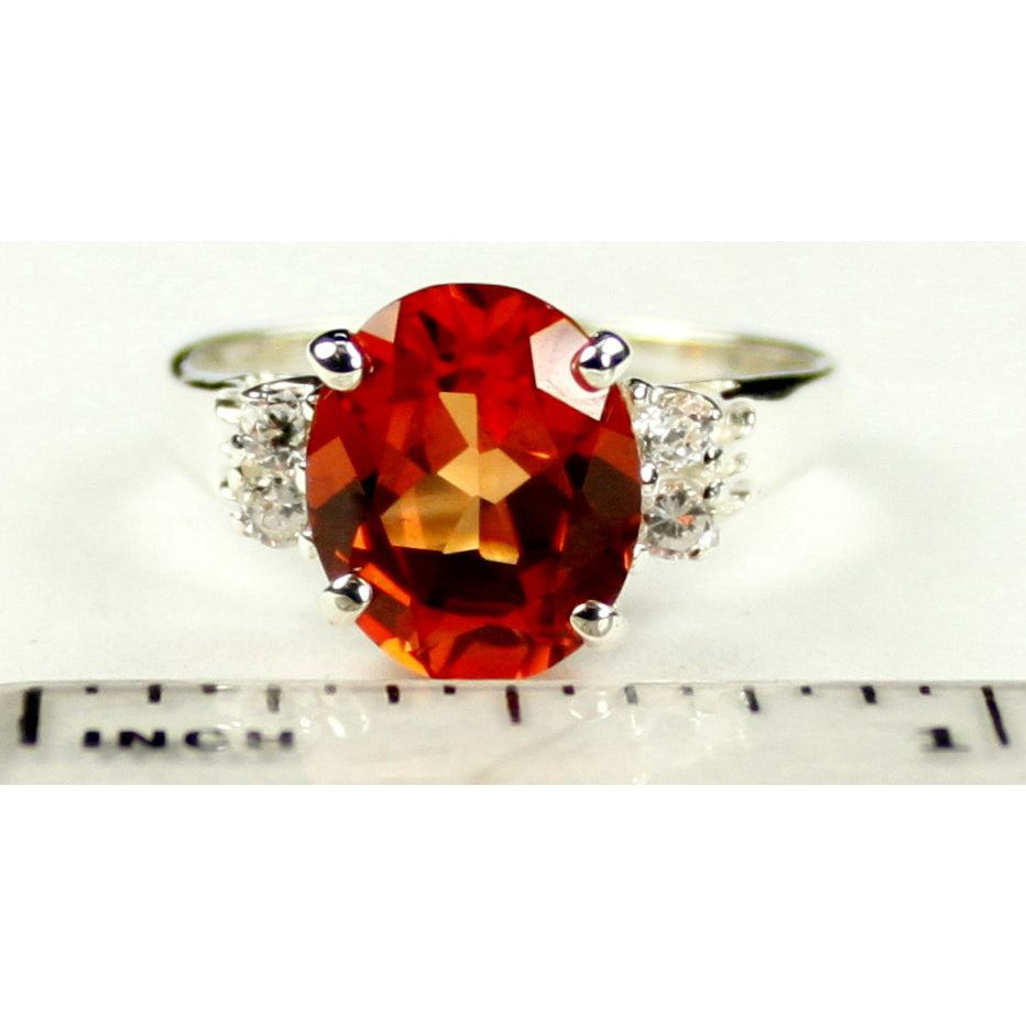 Sterling Silver Ring Created Padparadsha Sapphire SR123 Image 4