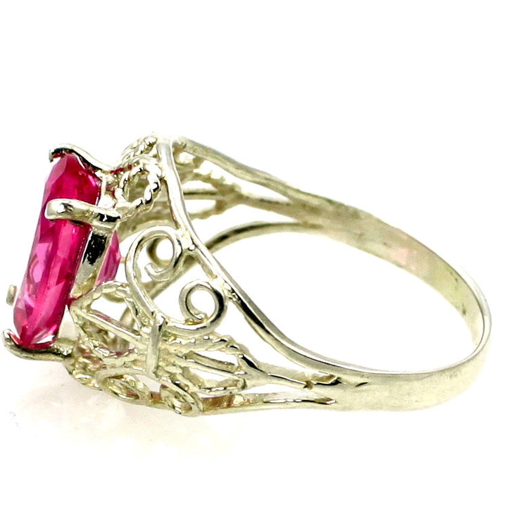 SR162 Created Pink Sapphire 925 Sterling Silver Ring Image 3