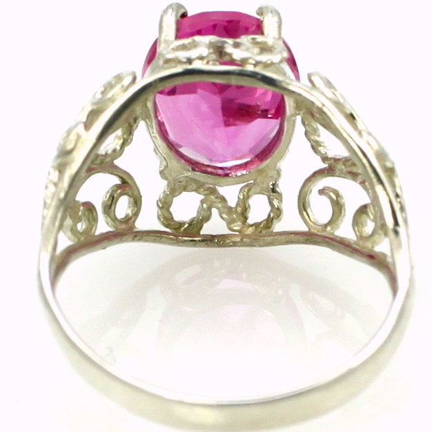 SR162 Created Pink Sapphire 925 Sterling Silver Ring Image 4