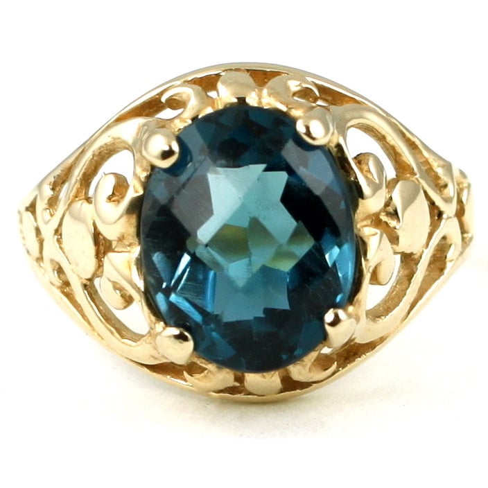 10K Gold Ring London Blue Topaz R004 Image 1