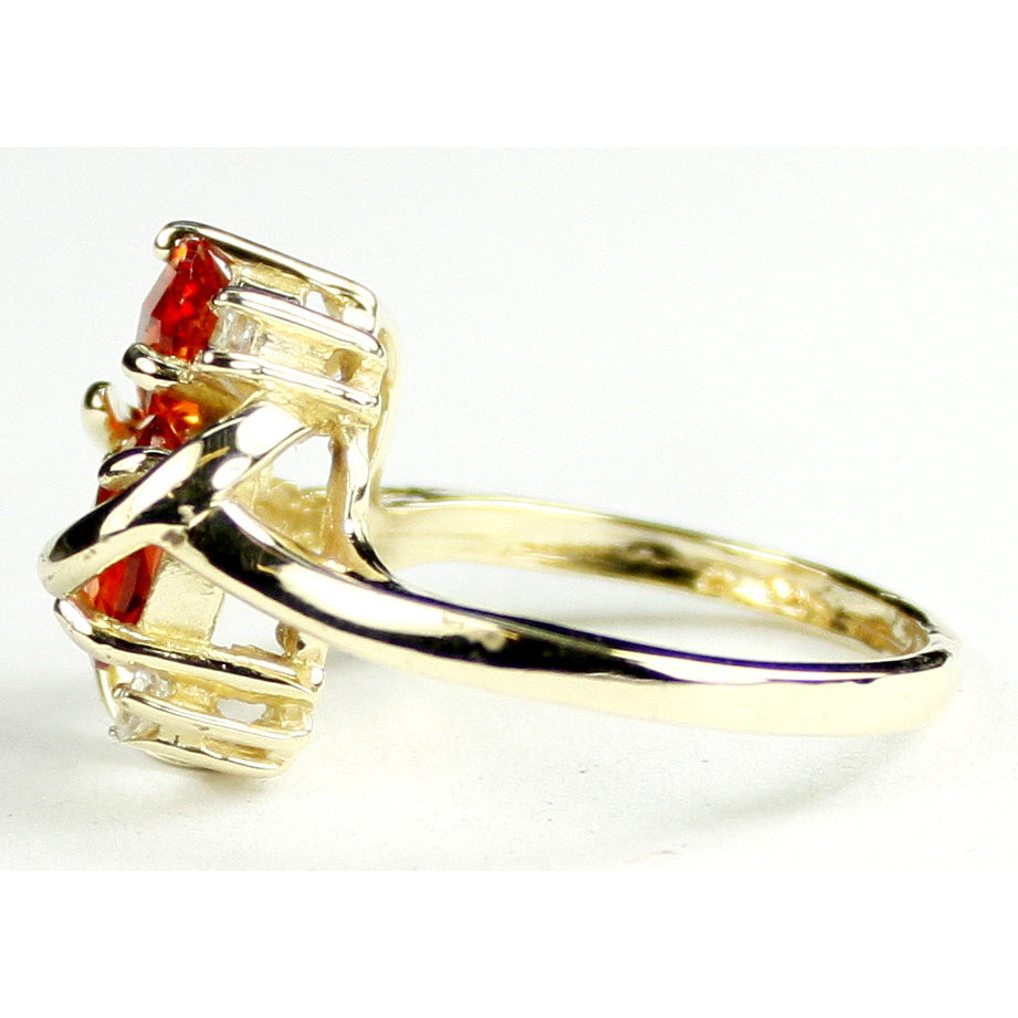10K Gold Ladies Ring Created Padparadsha Sapphire R016 Image 3