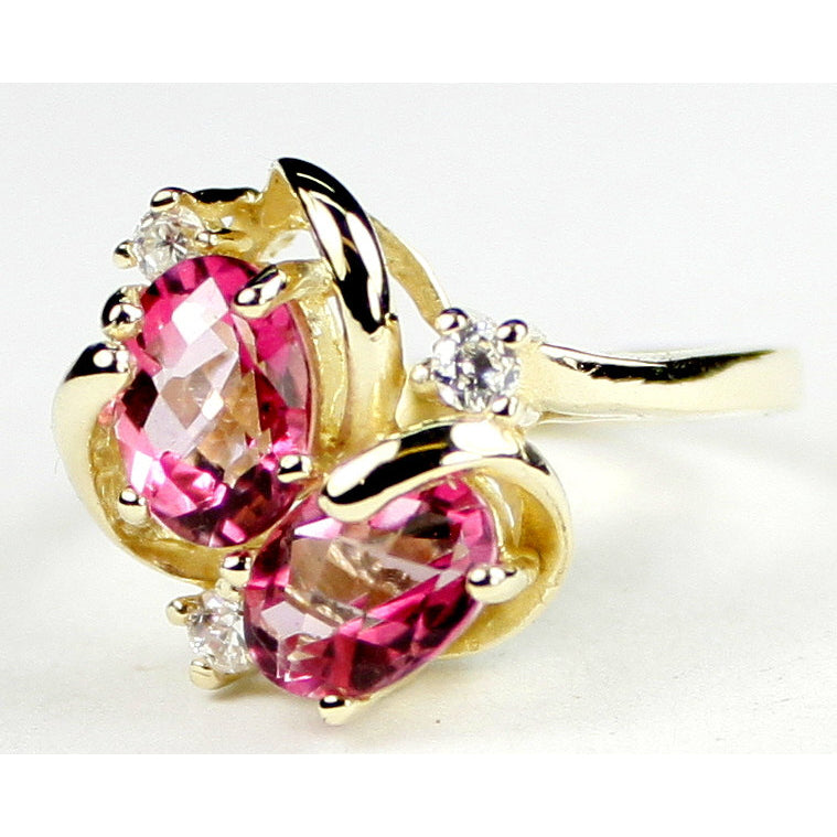 10K Gold Ladies Ring Pure Pink Topaz R016 Image 2