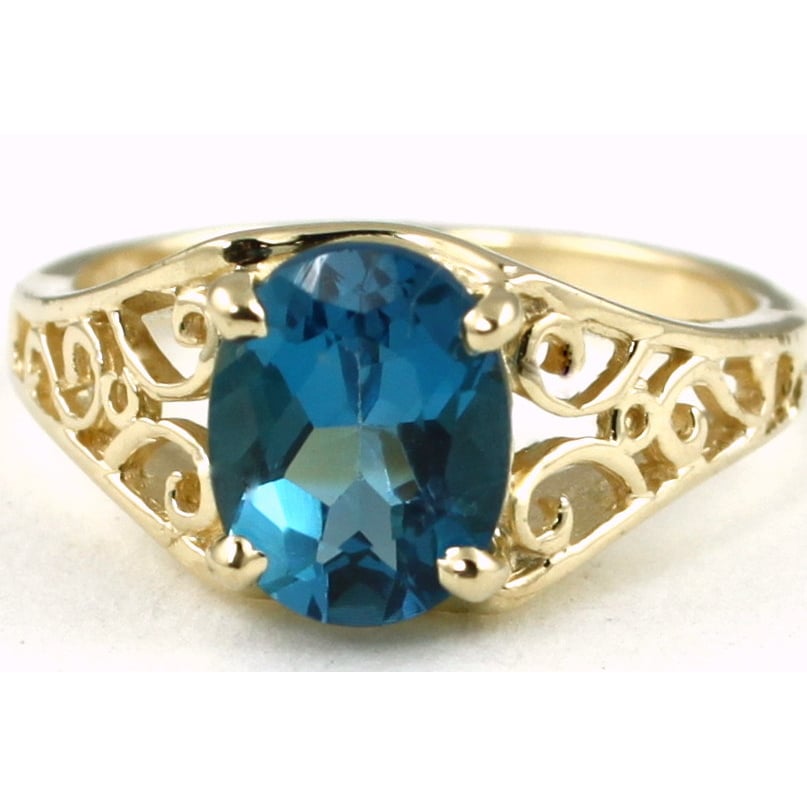 10K Gold Ladies Ring London Blue Topaz R005 Image 1