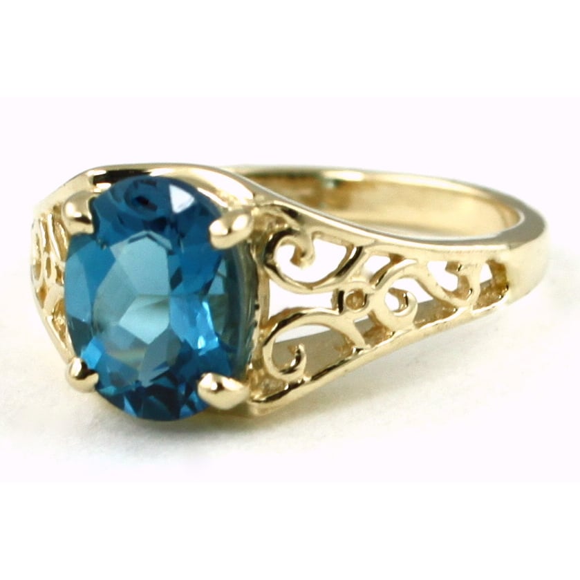 10K Gold Ladies Ring London Blue Topaz R005 Image 2