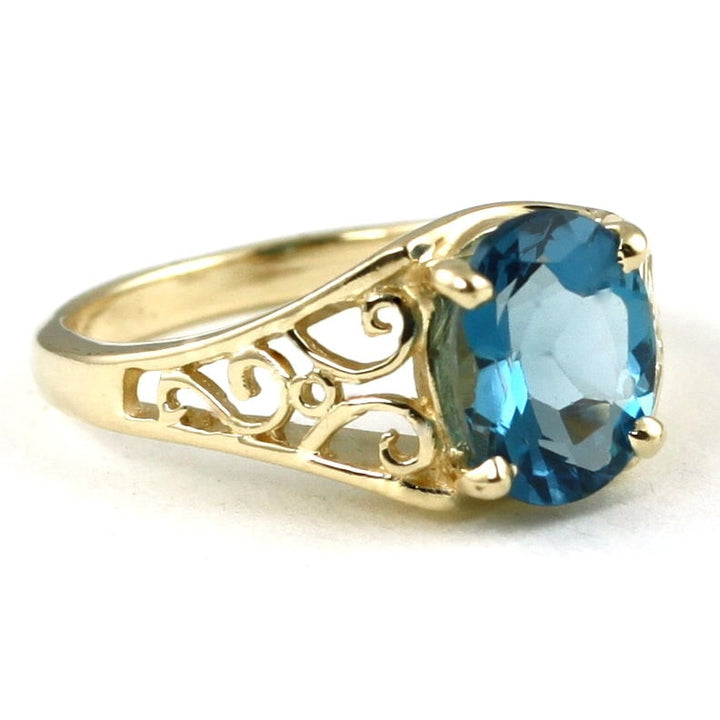 10K Gold Ladies Ring London Blue Topaz R005 Image 3