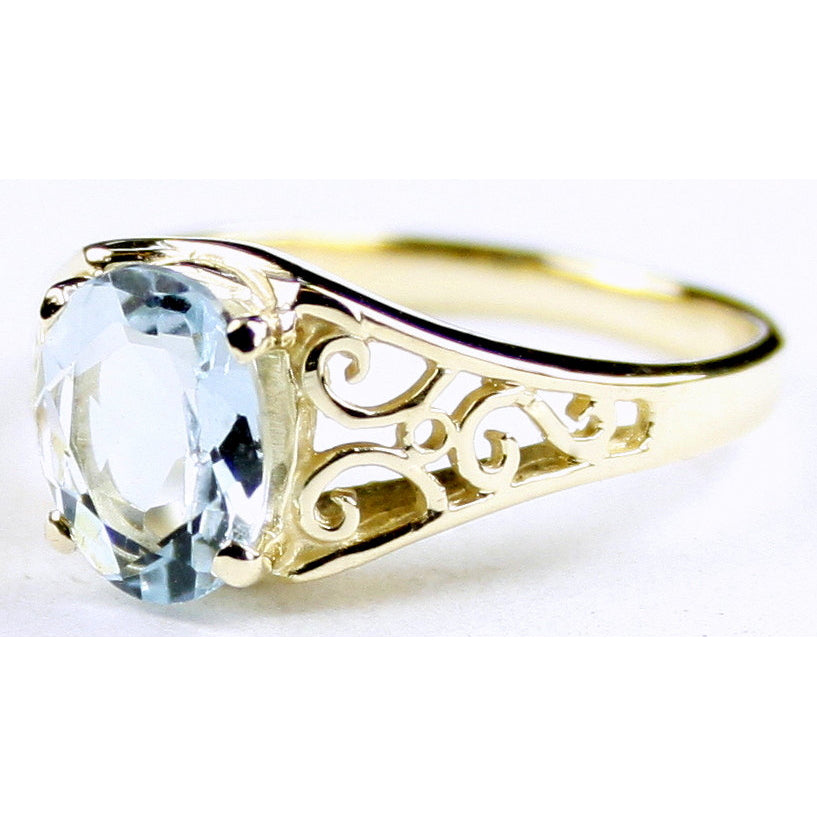 10K Gold Ladies Ring Aquamarine R005 Image 2