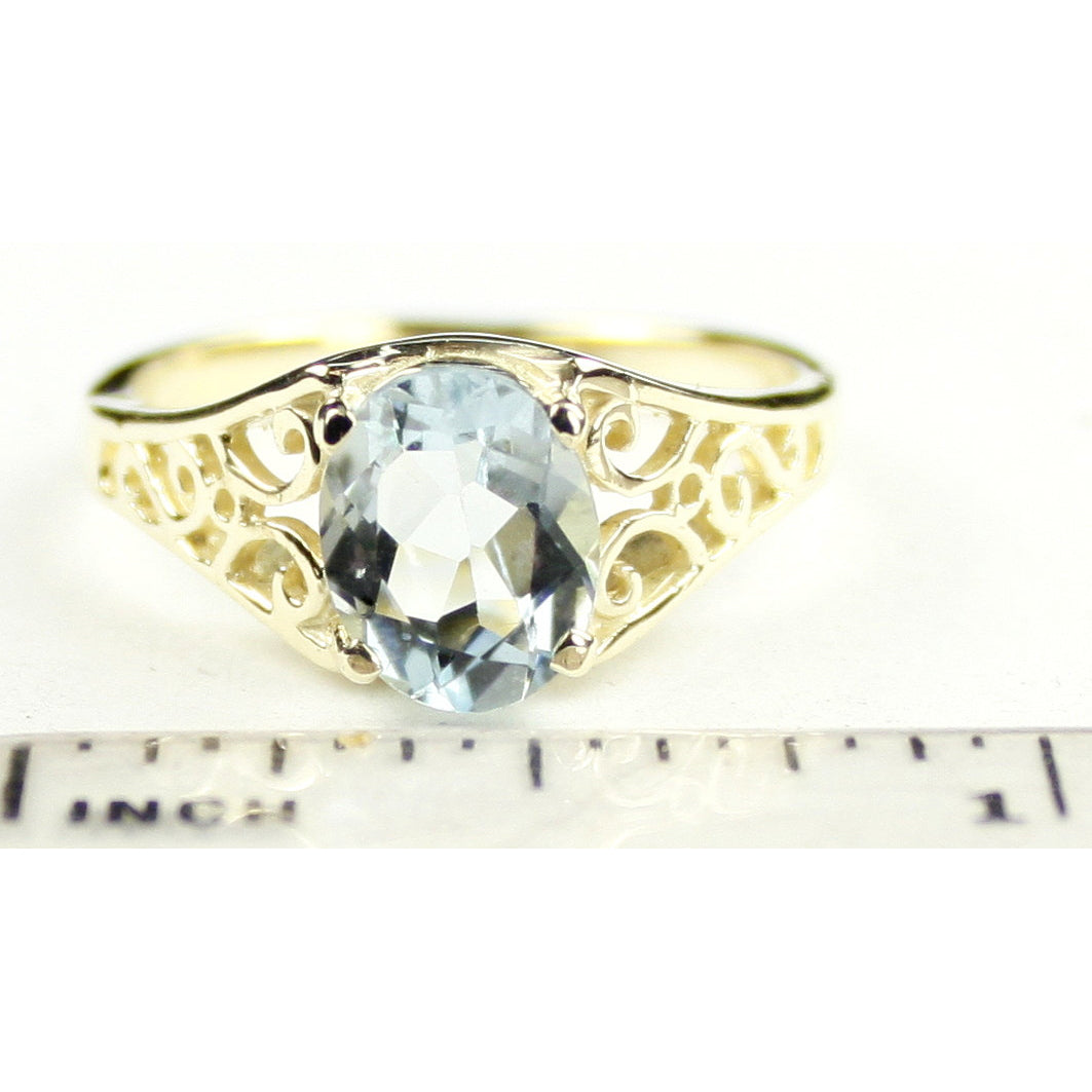 10K Gold Ladies Ring Aquamarine R005 Image 4