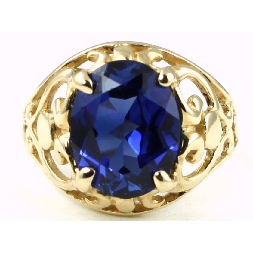 10K Gold Ring  Created Blue Sapphire R004 Image 1