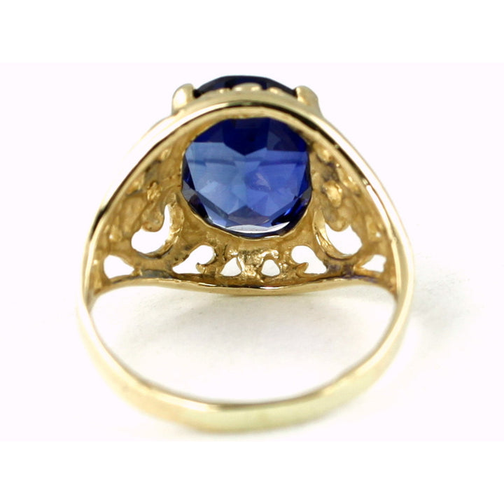 10K Gold Ring  Created Blue Sapphire R004 Image 4