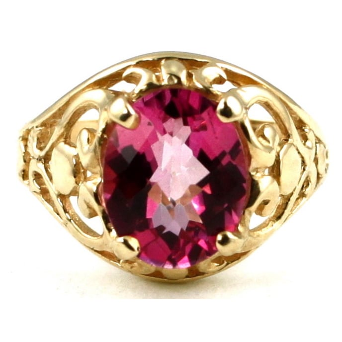 10K Gold Ring Pure Pink Topaz R004 Image 1