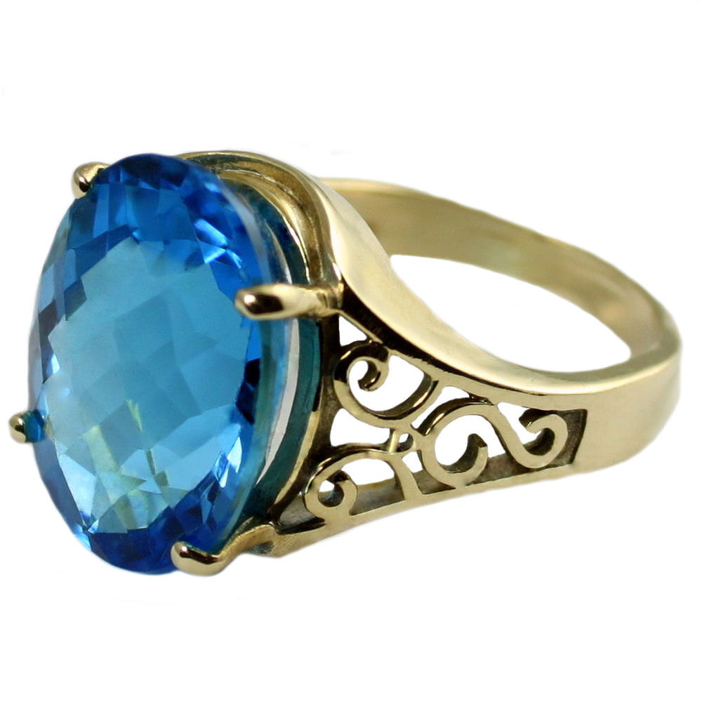 10K Gold Ladies Ring Swiss Blue Topaz R049 Image 2