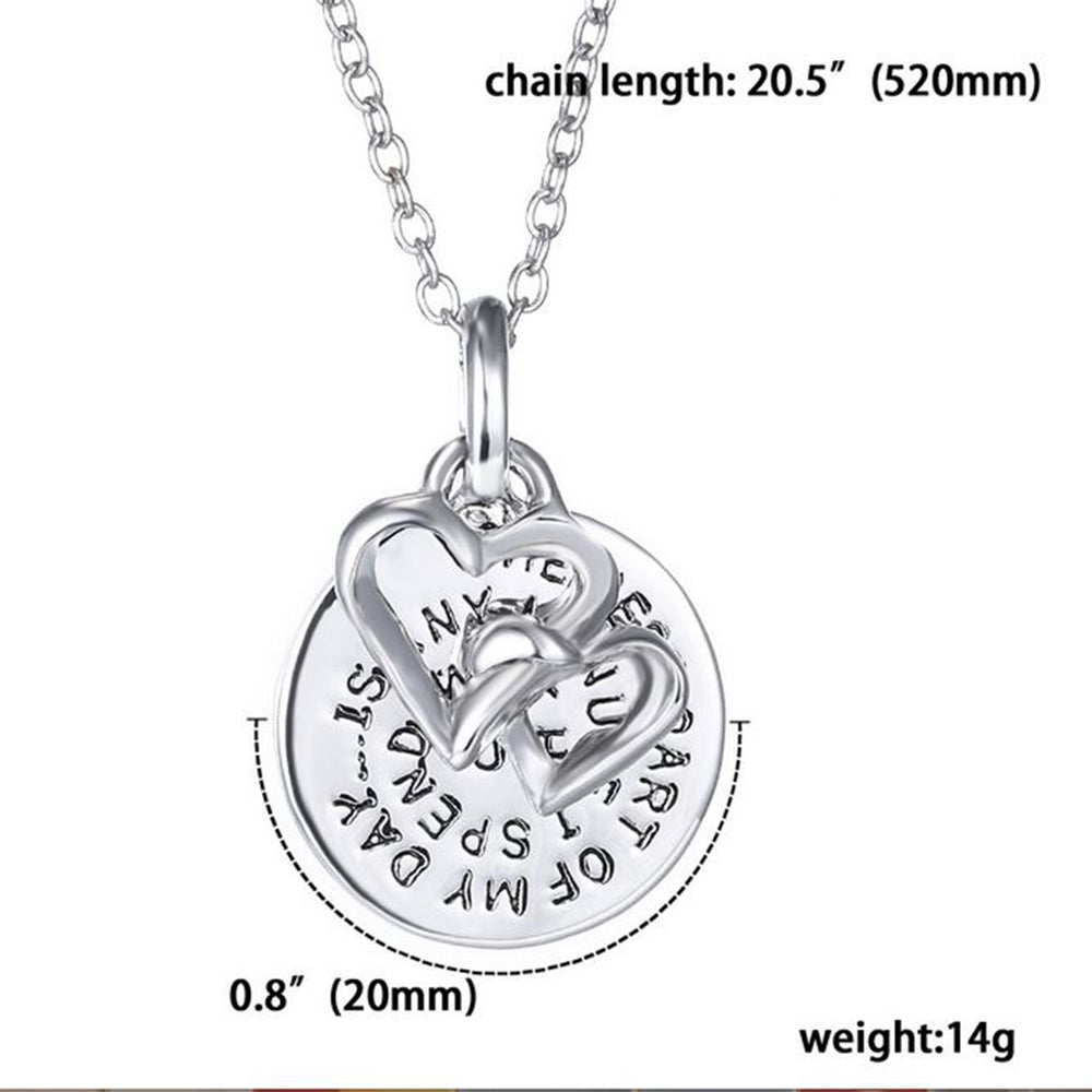 Sephla 14k White Gold Overlay Alloy I LOVE YOU Double Heart Pendant Necklace Image 2