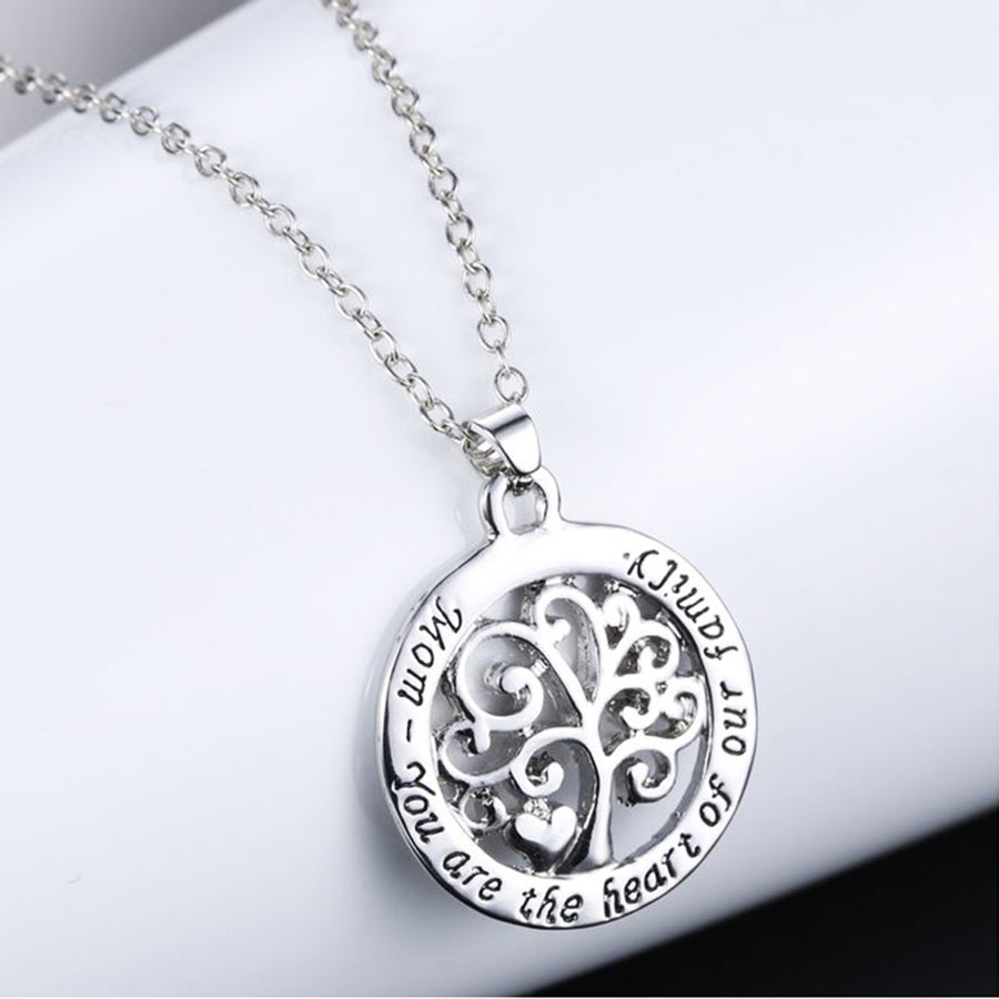 Sephla 14k White Gold Overlay Alloy MOM LOVE Tree Pendant Necklace Image 1