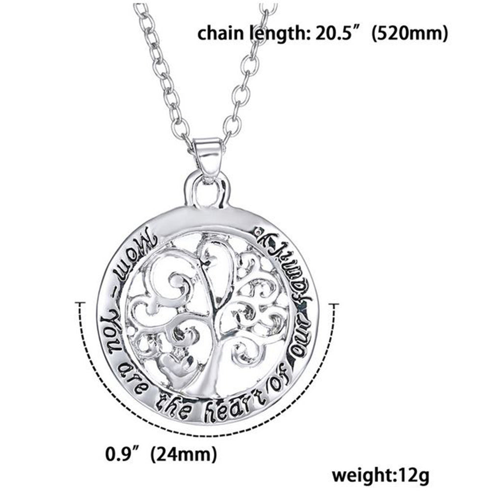 Sephla 14k White Gold Overlay Alloy MOM LOVE Tree Pendant Necklace Image 2