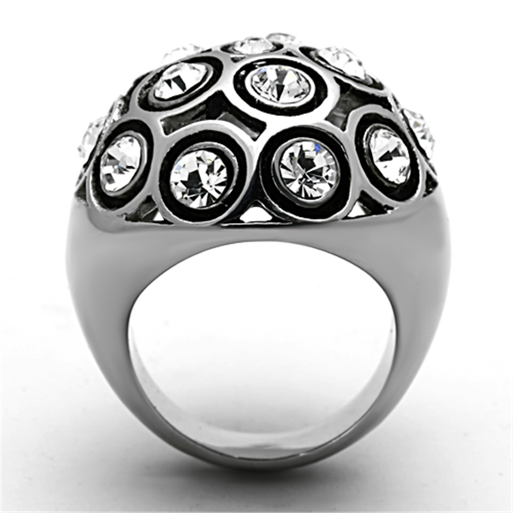 Womens Stainless Steel 316 3.78 Carat Crystal Dome Cocktail Fashion Ring Image 3