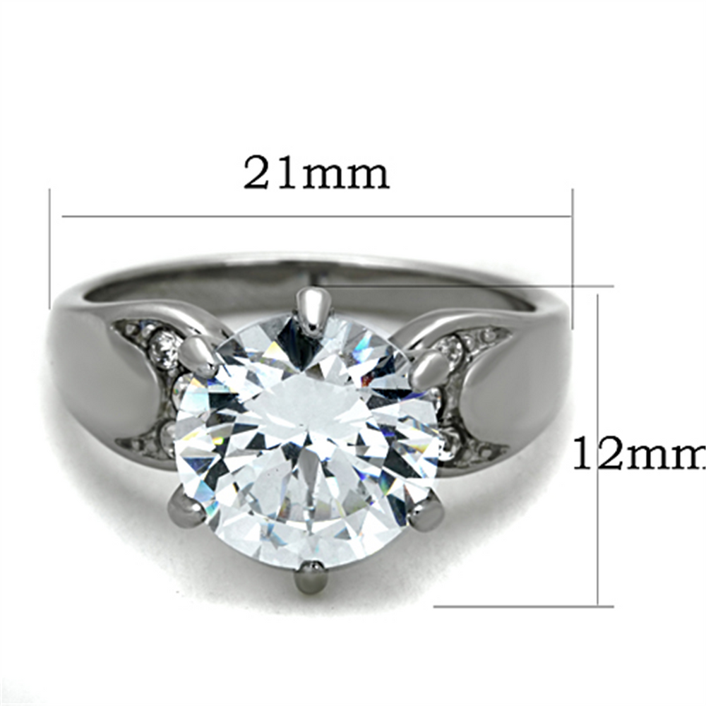 Womens Stainless Steel 316 Round Cut 3.9 Carat Cubic Zirconia Engagement Ring Image 2