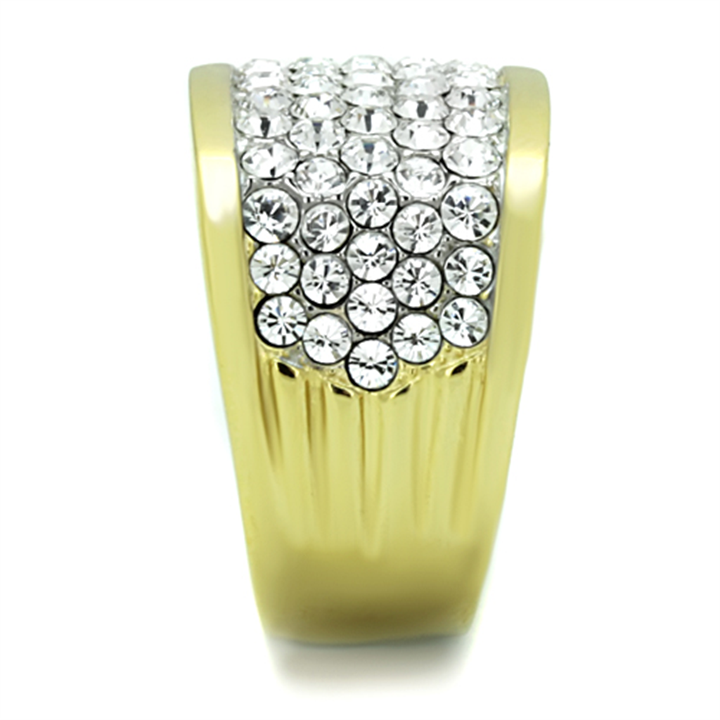 Womens Stainless Steel 316 14K Gold Plated Crystal Cocktail Fashion Ring Image 4