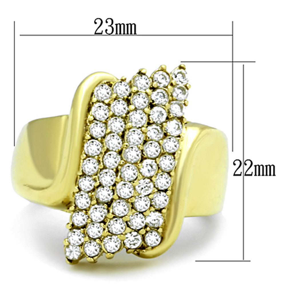Womens Stainless Steel 316 Round Cut 1 Ct Zirconia Gold Plated Cocktail Ring Image 2