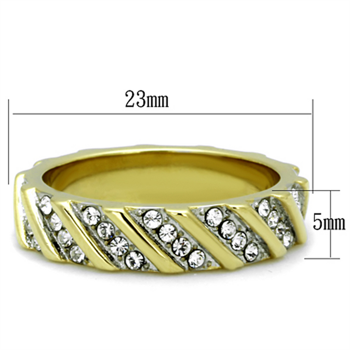 Womens Stainless Steel 316 Crystal Two Toned Ion Plated Wedding Band Ring Image 2