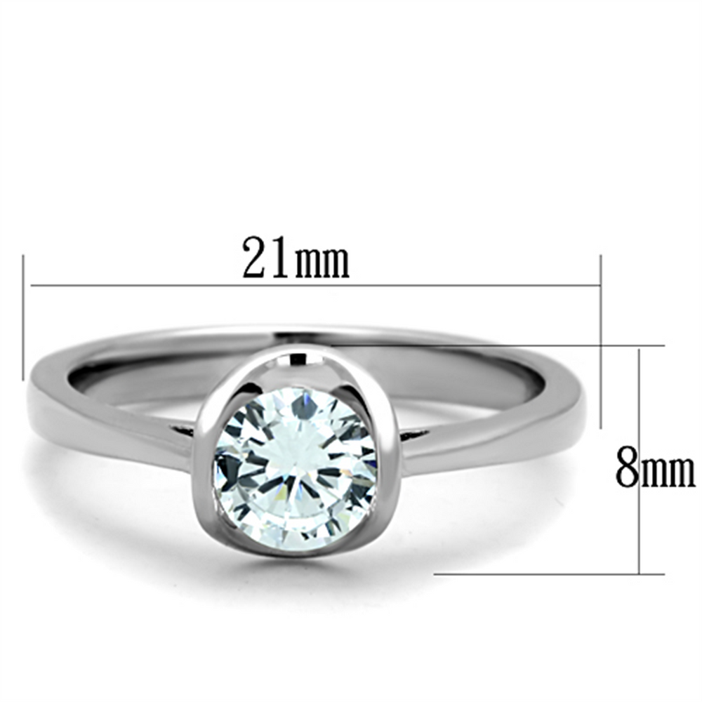 Womens Stainless Steel 316 Round Cut .85 Carat Cubic Zirconia Engagement Ring Image 2