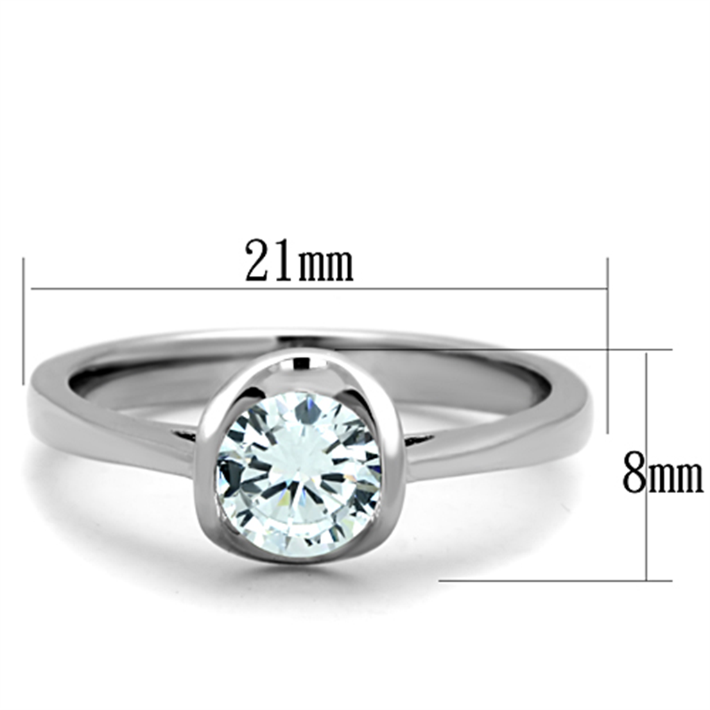 Womens Stainless Steel 316 Round Cut .85 Carat Cubic Zirconia Engagement Ring Image 2