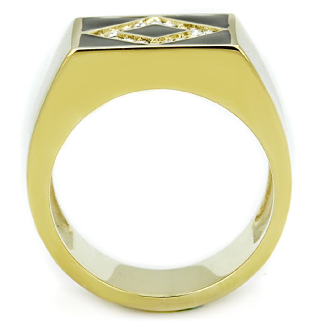 Mens Stainless Steel 316 Crystal And Epoxy 14K Gold Ion Plated Mens Ring Image 3