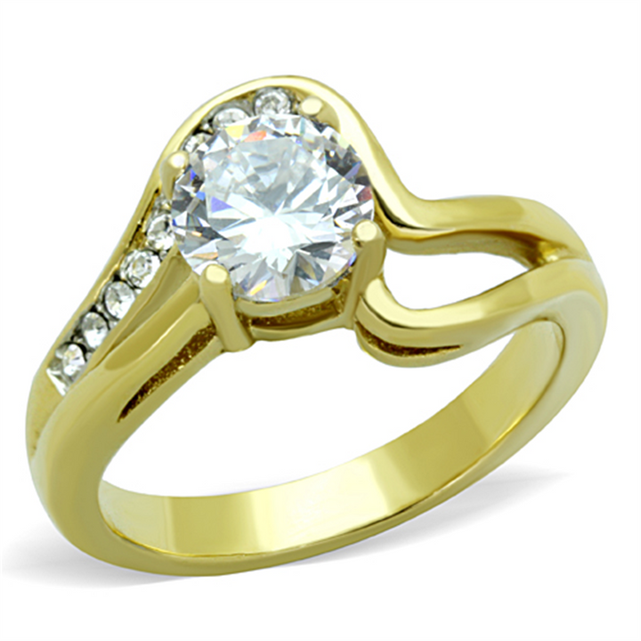 Womens Stainless Steel 316 1.325 Carat Zirconia Gold Plated Engagement Ring Image 1